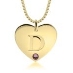 Initial Heart Necklace with Birthstone | Personalized — view 3