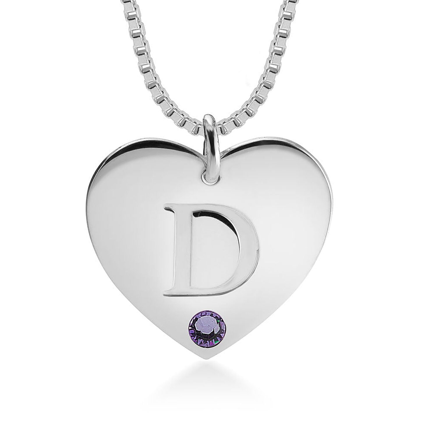 Initial Heart Necklace with Birthstone | Personalized