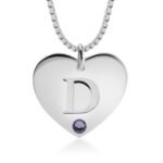 Initial Heart Necklace with Birthstone | Personalized — view 1