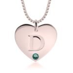 Initial Heart Necklace with Birthstone | Personalized — view 4