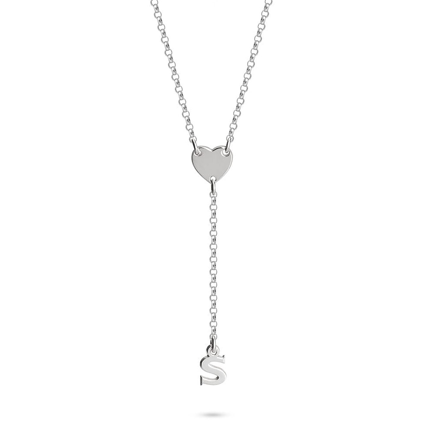 Initial Necklace with Heart | Personalized Charm Pendant