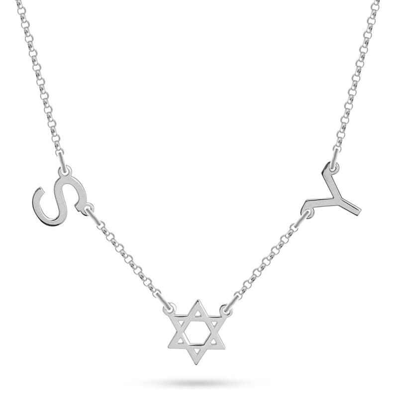 Layered Star of David Initial Choker - 24K Gold Plating white background