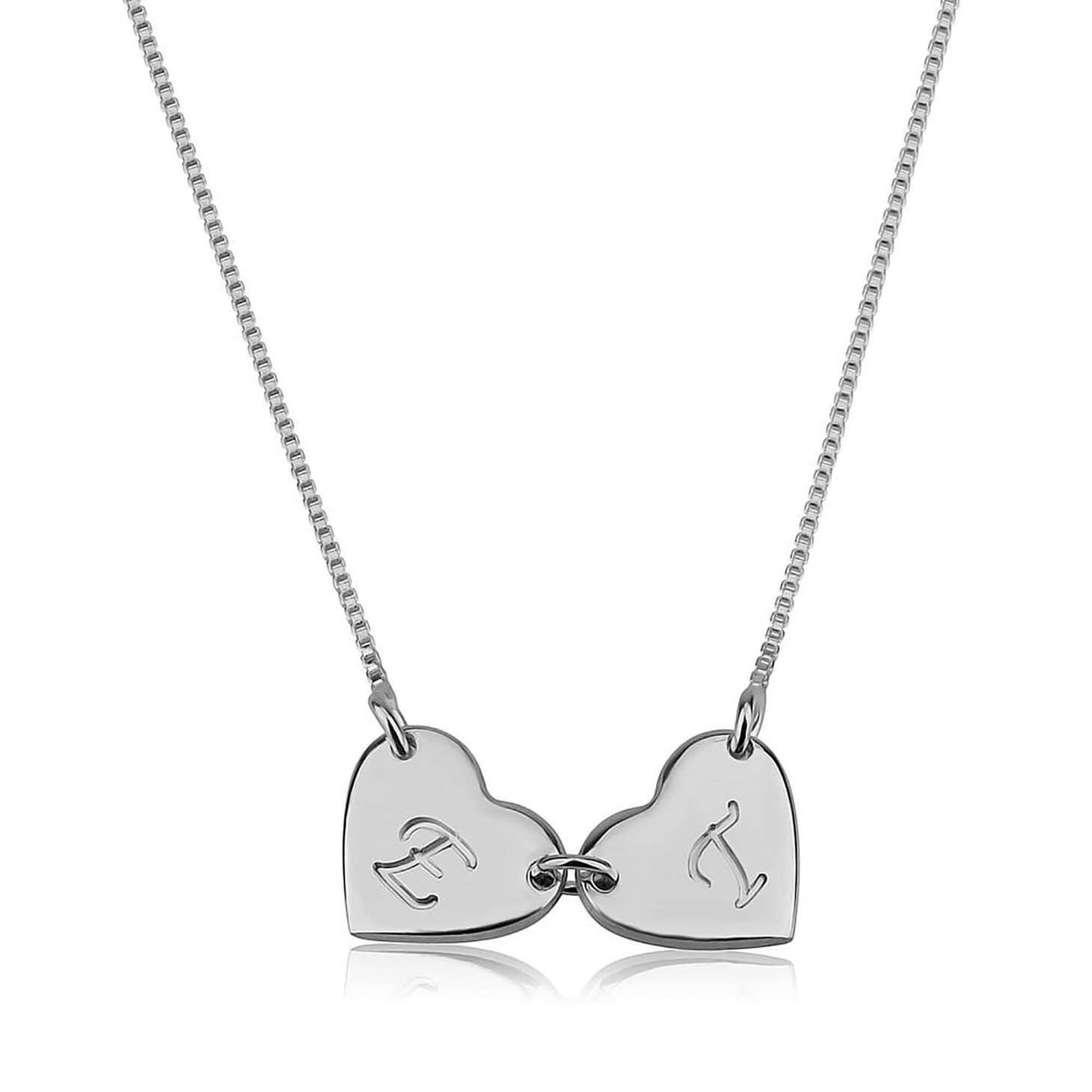 Linked Hearts Initial Necklace