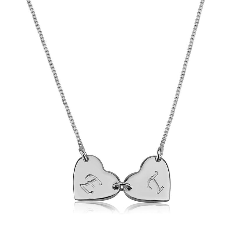 Linked Hearts Necklace | Personalized Initials - 24K Gold Plating white background