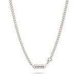 Men’s Curb Chain Necklace with Engraved Tag — view 1