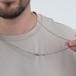 Men’s Curb Chain Necklace with Engraved Tag — view 2