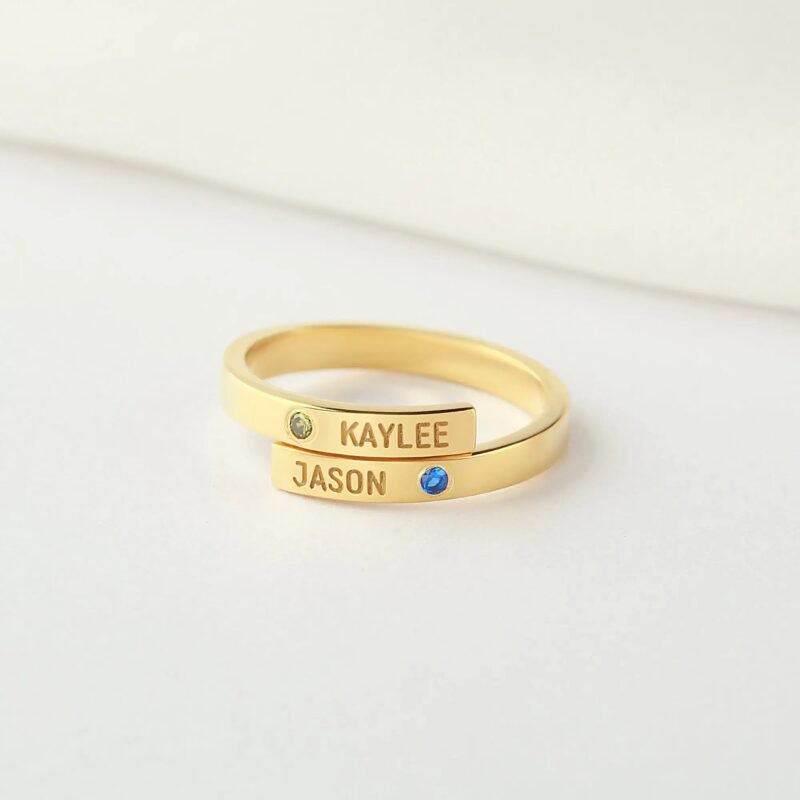 Mom Ring with Kids Names, Mom Ring 2 Kids, Personalized Mom Jewelry - 6 US ydq2qcd