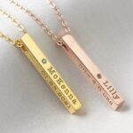 New Mom Baby Stats Necklace with Birthstone — view 3