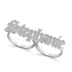 Old English Two Finger Name Ring — view 1