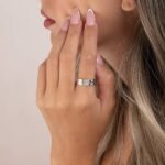 Personalized Dainty Birthstone Ring with Engraving — view 3