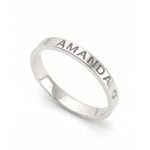 Personalized Dainty Birthstone Ring with Engraving — view 1
