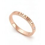 Personalized Dainty Birthstone Ring with Engraving — view 4
