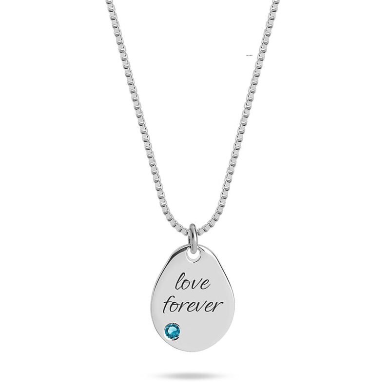 Personalized Engraved Birthstone Drop Necklace - 24K Gold Plating white background