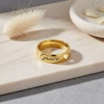 Personalized Engraved Ring with Cut Out Heart — view 3