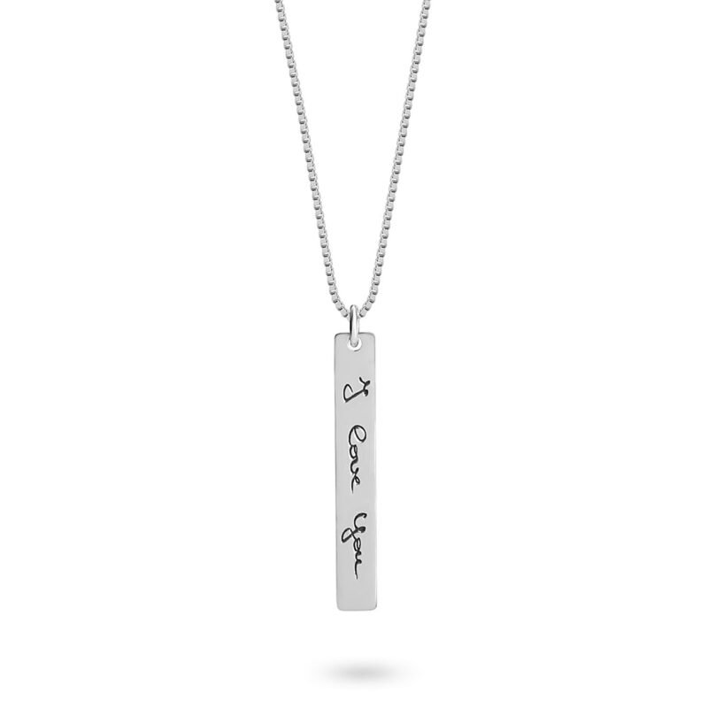 Personalized Handwriting Bar Necklace - Rose Gold Plating white background