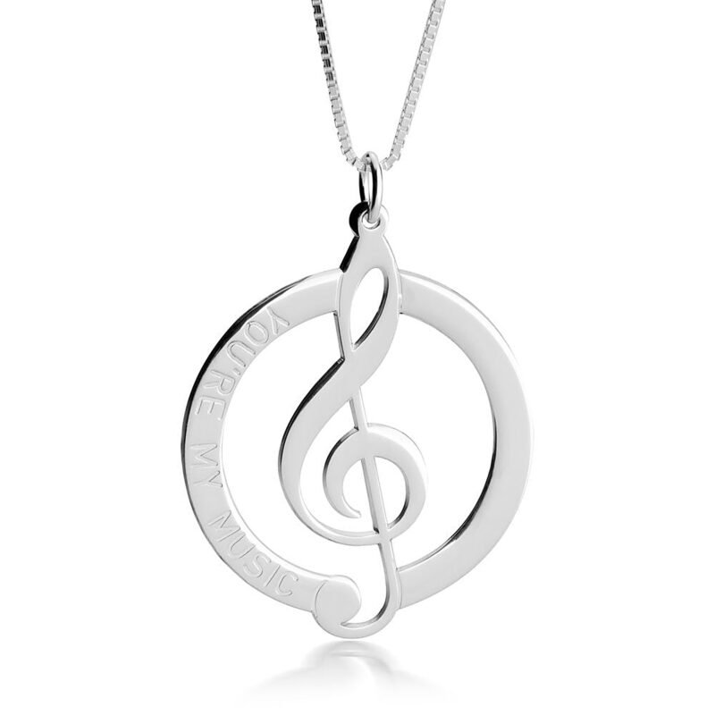 Personalized Music Note Pendant - Rose Gold Plating white background