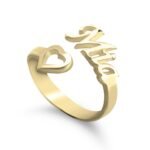 Personalized Name Ring With Heart — view 3