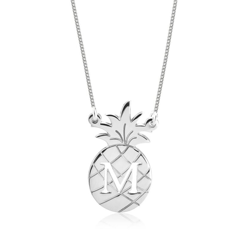 Pineapple Necklace | Personalized Charm Pendant - 24K Gold Plated white background