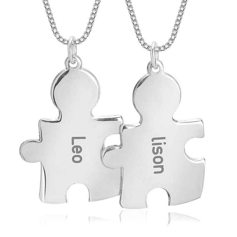 Puzzle Necklace for Couples - 24K Gold Plating white background