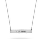Roman Numeral Date Bar Necklace — view 1