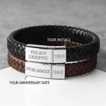 Roman Numeral Braided Leather Bracelet for Men — view 1