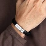 Roman Numeral Braided Leather Bracelet for Men — view 2
