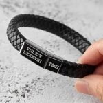 Roman Numeral Braided Leather Bracelet for Men — view 3