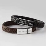 Roman Numeral Braided Leather Bracelet for Men — view 5