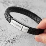 Roman Numeral Braided Leather Bracelet for Men — view 6