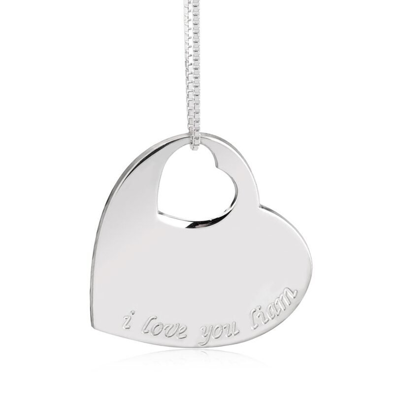 Small Cut Out Heart Necklace - Rose Gold Plating white background