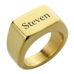 Square Personalized Initial Signet Ring — view 3