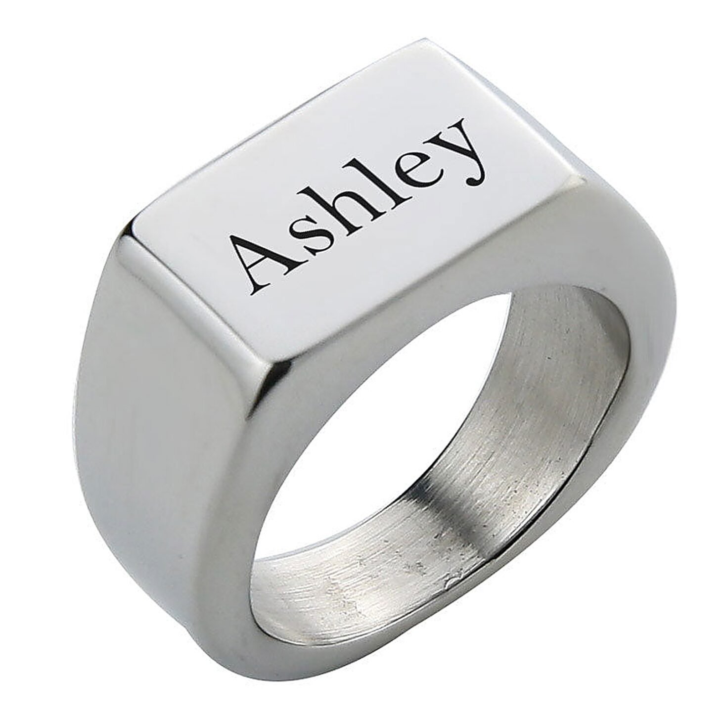 Square Personalized Initial Signet Ring
