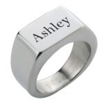 Square Personalized Initial Signet Ring — view 1