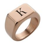 Square Personalized Initial Signet Ring — view 4