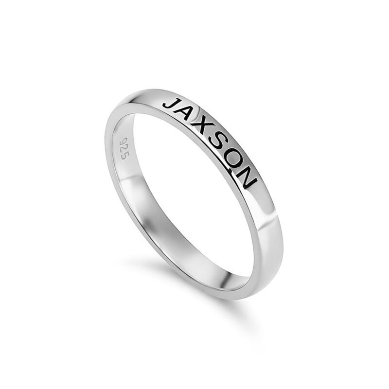 Stackable Engraved Name Ring - 24K Gold Plating white background