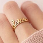 Minimalist Stackable Mom Name Ring — view 5