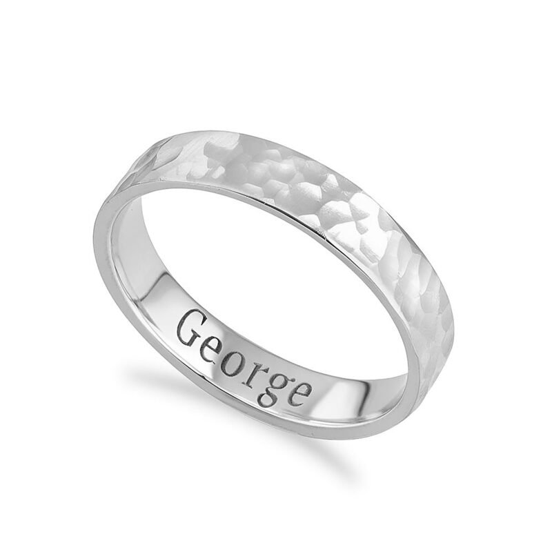 Thin Hammered Ring with Secret Engraving Inside - 24K Gold Plating white background