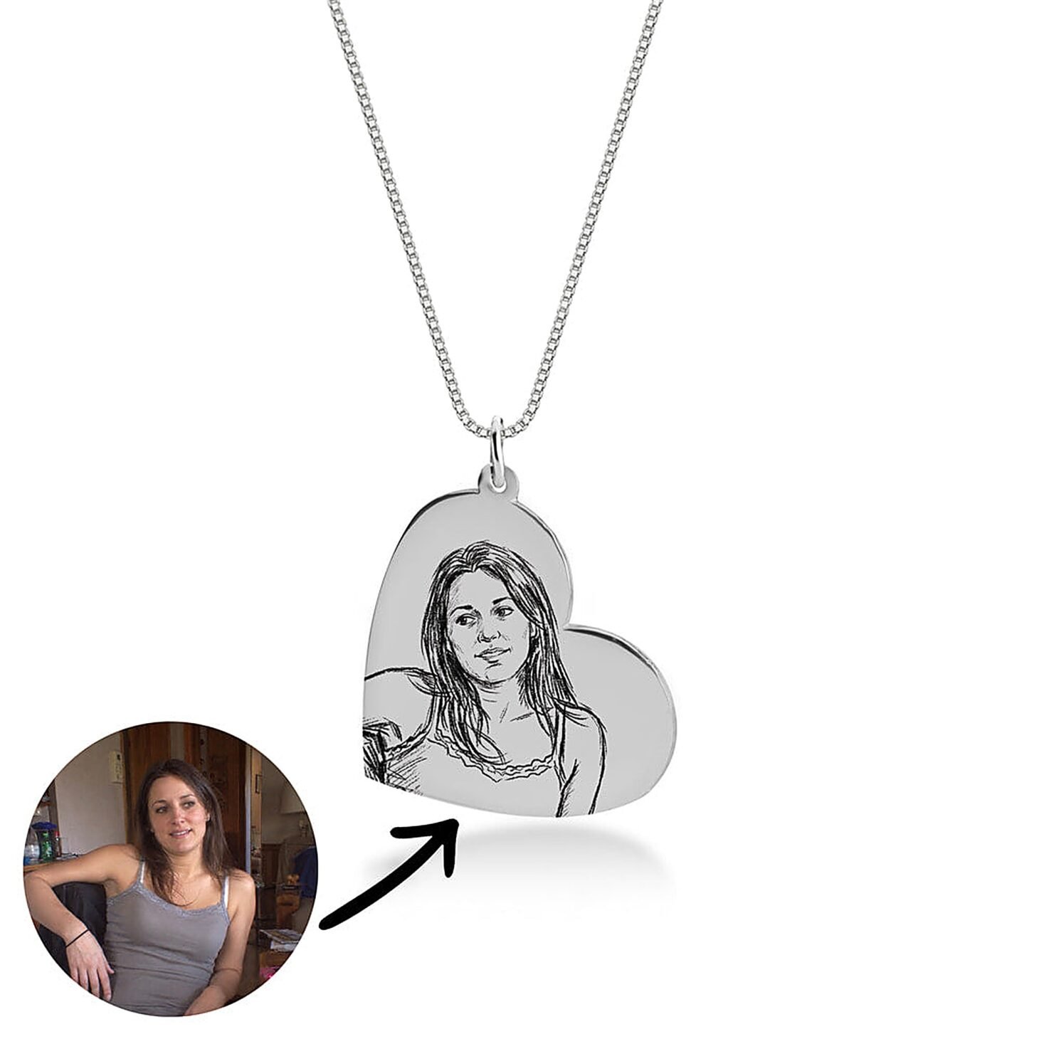 Tilted Heart Photo Necklace