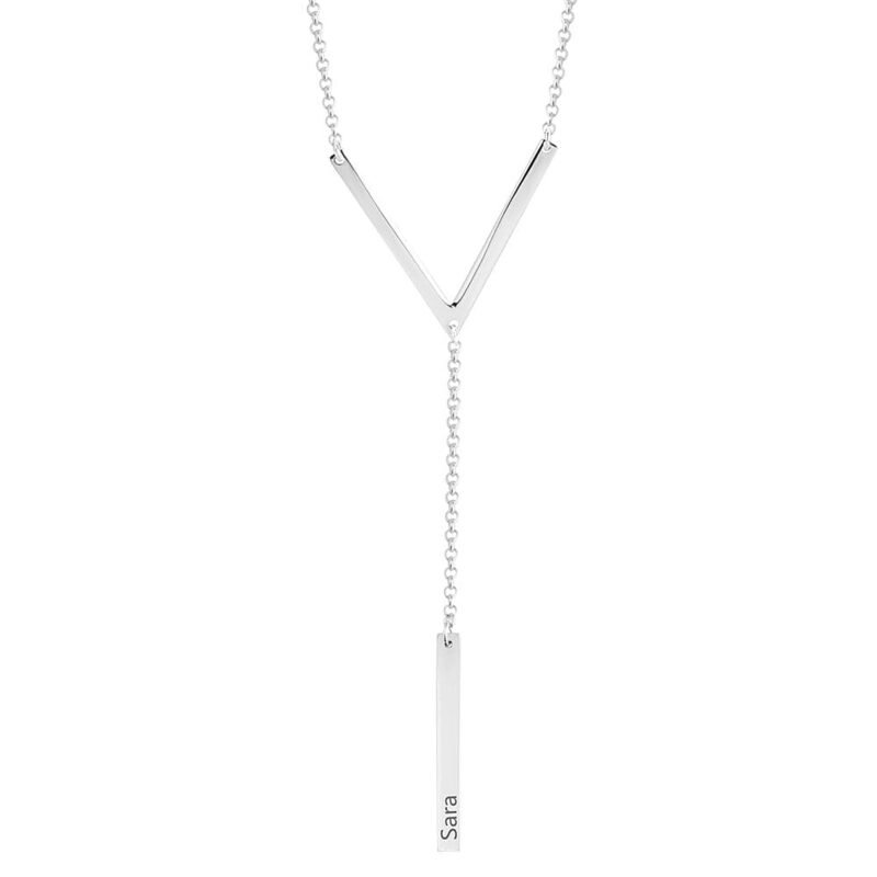 Triangle Hanging Bar Necklace - 24K Gold Plating white background