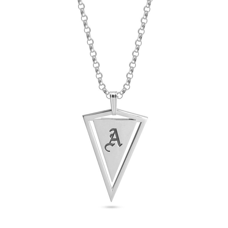 Triangle Initial Necklace | Geometric Pendant - 24K Gold Plating white background