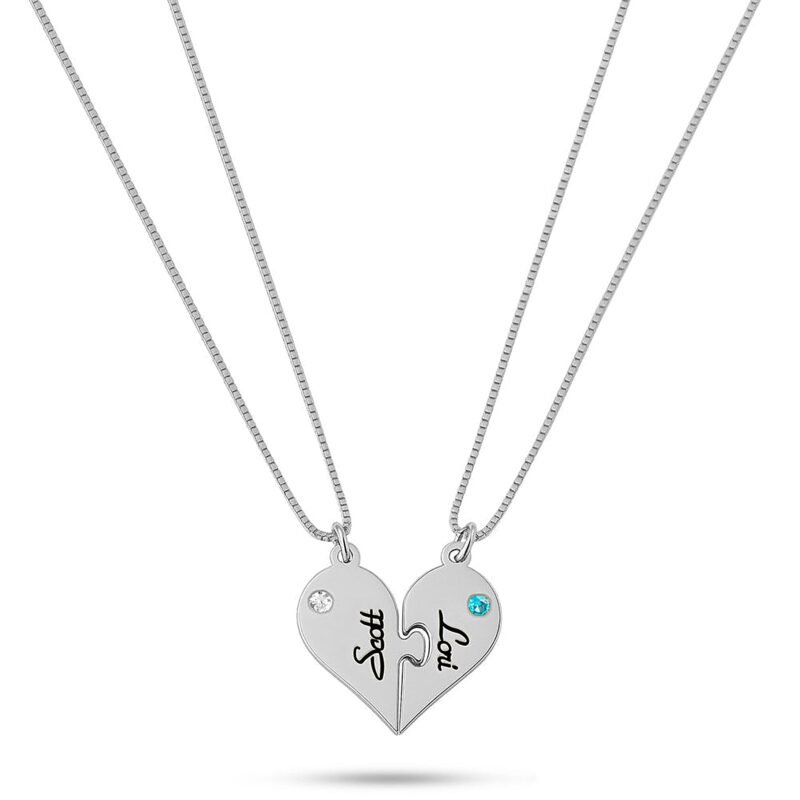 Two Half Heart Necklaces - 24K Gold Plating white background