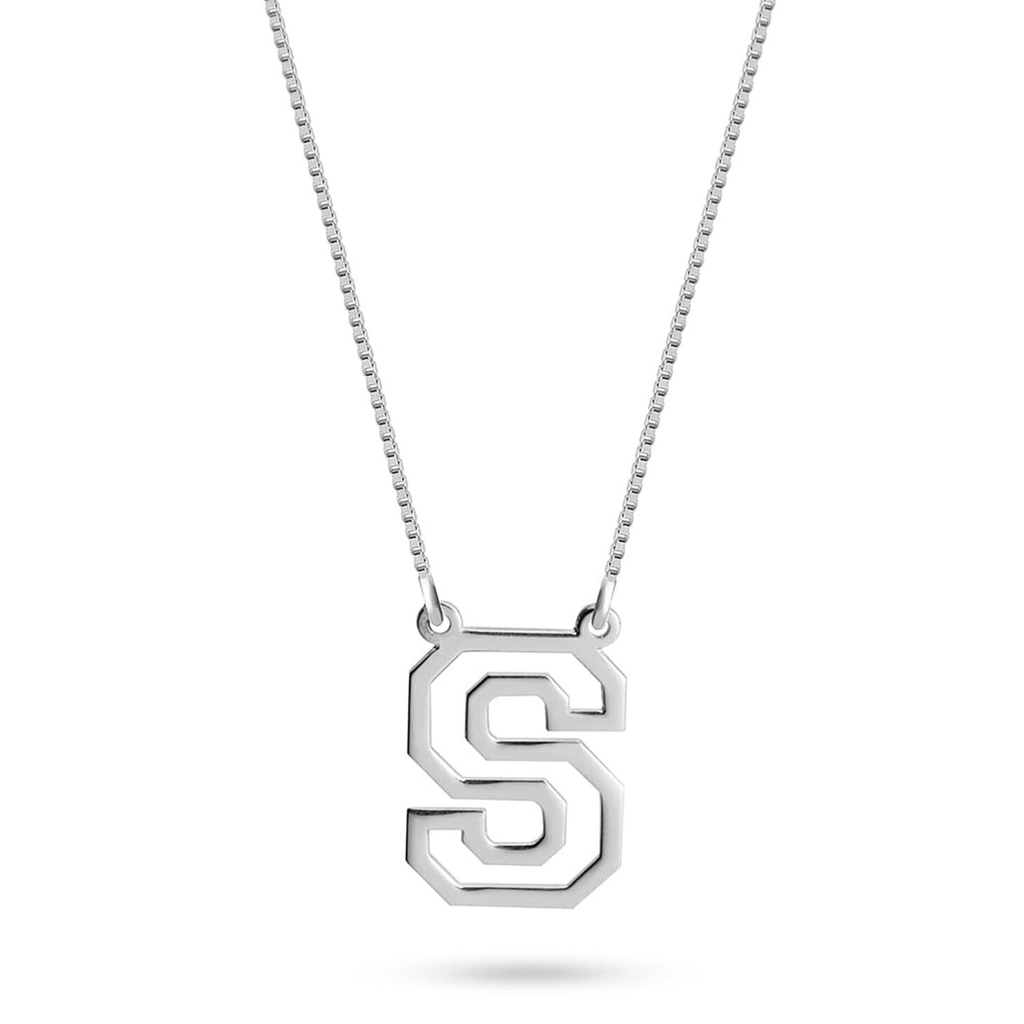 Varsity Initial Necklace – Bold Letter Pendant