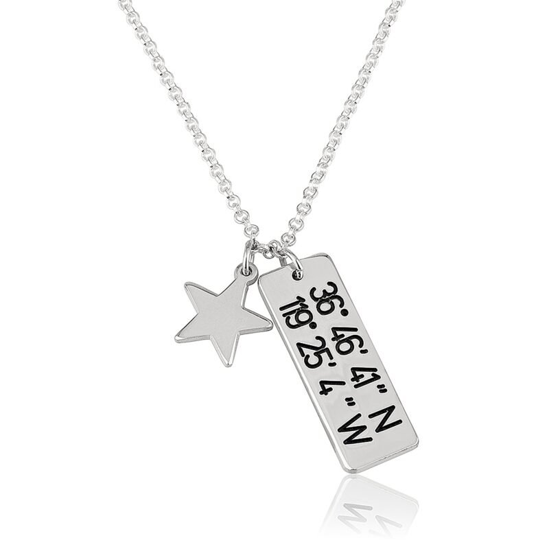 Vertical Coordinates Necklace - 24K Gold Plating white background