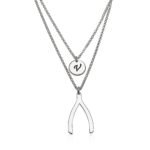 Wishbone Necklace with Initial — view 1